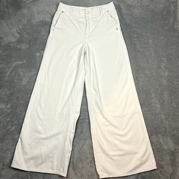 Madewell Wide Sweep Trouser Jeans Womens 27 Ivory Career Minimalist Clean Girl - Picture 1 of 11